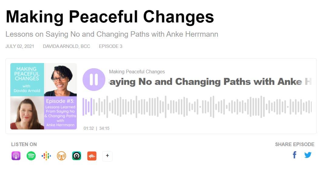 Anke Herrmann with Davida Arnold for the Making Peaceful Changes podcast