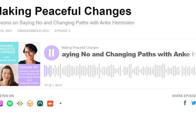 Being interviewed by Davida Arnold for the Making Peaceful Changes podcast
